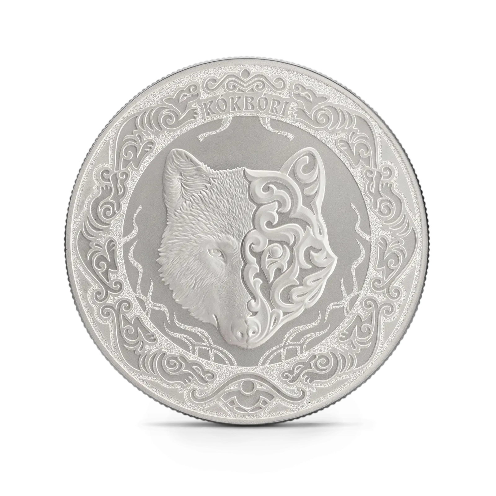 Монета "Небесный волк", 2024 г., Серебро, 62,2 гр., проба 999, КАЗАХСТАН