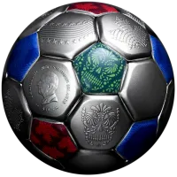 Монета «3D монета Чемпионата Европы по футболу», 2026 г., Серебро, 93,3 гр., проба 999, СОЛОМОНОВЫ ОСТРОВА