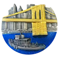 Монета «Бруклинский мост»,  2022 г., Серебро, 155,5 гр., проба 999, КОНГО