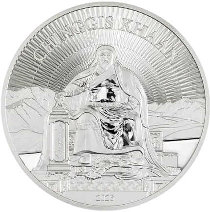 Монета "Чингисхан", 2026 г., Серебро, 31,1 гр., проба 999.9, МОНГОЛИЯ