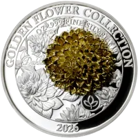 Монета «Георгин. Коллекция "Золотой цветок"»,  2026 г., Серебро, 31,1 гр., проба 999, САМОА
