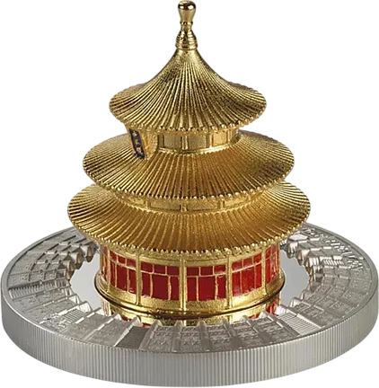 Монета «Храм Небес», 2025 г., Серебро, 93,3 гр., проба 999, САМОА