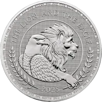 Монета «Лев и Орел», 2025 г., Серебро, 31,1 гр., проба 999, СОЕДИНЕННОЕ КОРОЛЕВСТВО