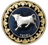 Монета "Телец. Знаки зодиака", 2012 г., Серебро, 31,1 гр, ппроба 925, ТОКЕЛАУ