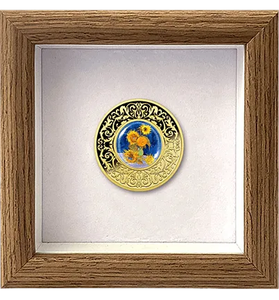 Монета «Подсолнухи. Цветы Ван Гога в живописи», 2025 г., Серебро, 17,5 гр., проба 999, КАМЕРУН