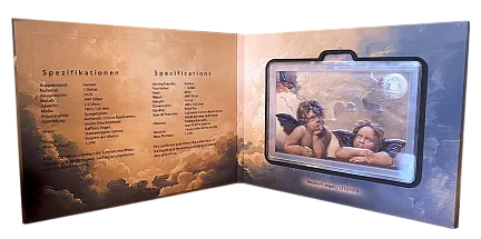 Монета «Рафаэль Санти да Урбино-Ангелы»,  2025 г., Серебро, 15,55 гр., проба 999, САМОА