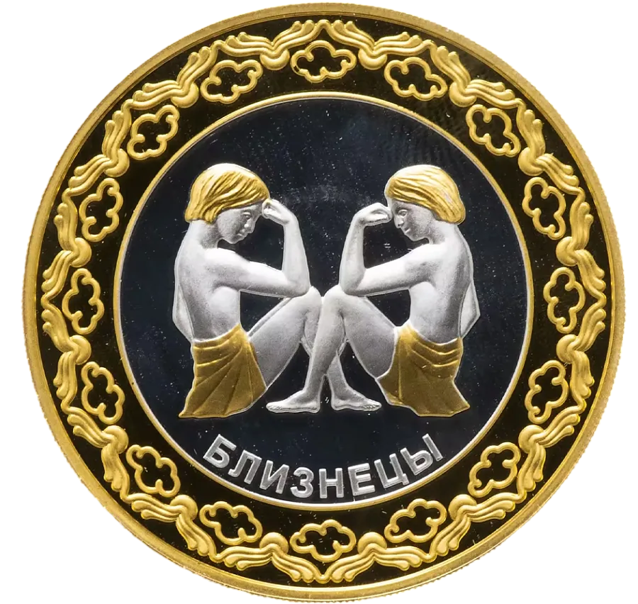 Монета "Близнецы. Знаки зодиака", 2012 г., Серебро, 31,1 гр, ппроба 925, ТОКЕЛАУ
