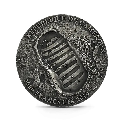 Монета "Аполлон-11. 50 лет высадки на Луну",  2019 г., Серебро, 93,3 гр., проба 925, КАМЕРУН