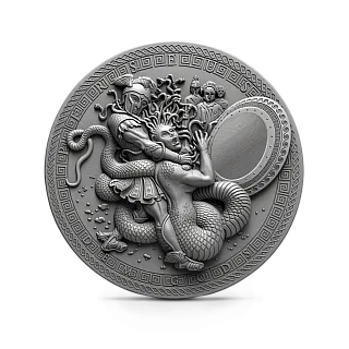 Монета "Персей. Медуза Гаргона",  2018 г., Серебро, 62 гр., проба 999, НИУЭ