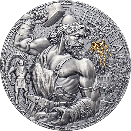 Монета «Гефест», 2023 г., Серебро, 93,3 гр., проба 999, КАМЕРУН