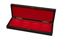 Деревянный футляр с логотипом Георгий Победоносец для 4 монет в капсулах