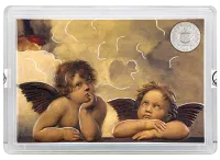 Монета «Рафаэль Санти да Урбино-Ангелы»,  2025 г., Серебро, 15,55 гр., проба 999, САМОА