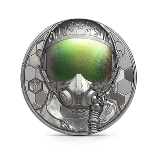 Монета "Пилот-истребитель",  2020 г., Серебро, 93,3 гр., проба 999, ОСТРОВА КУКА