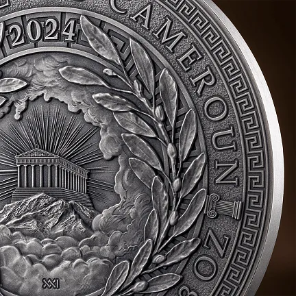 Монета «Гермес», 2024 г., Серебро, 93,3 гр., проба 999, КАМЕРУН
