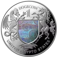 Жетон "Криптовалюта DOGECOIN", 2022 г., Серебро, 31,1 гр., проба 999,