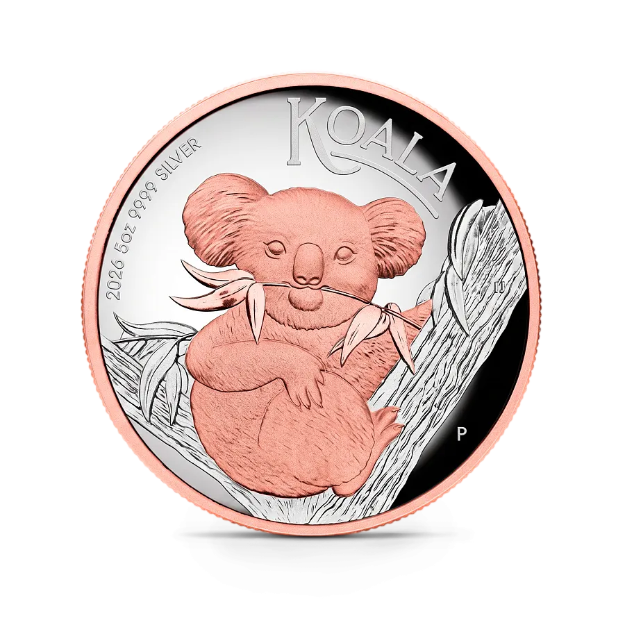 Монета "Розовая Коала", 2026 г., Серебро, 155,5 гр., проба 999.9, АВСТРАЛИЯ