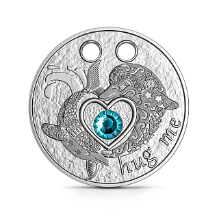 Монета "Обними меня. Дельфины",  2021 г., Серебро, 8,8 гр., проба 925, КАМЕРУН