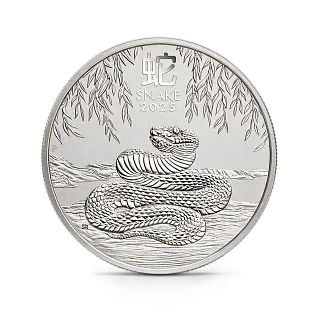 Монета "Лунный календарь Год Змеи", 2025 г., Серебро, 31,1 гр., проба 9999, АВСТРАЛИЯ