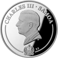 Монета «Георгин. Коллекция "Золотой цветок"»,  2026 г., Серебро, 31,1 гр., проба 999, САМОА