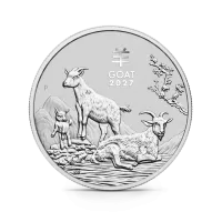 Монета "Лунный календарь Год Козы", 2027 г., Серебро, 31,1 гр., проба 9999, АВСТРАЛИЯ