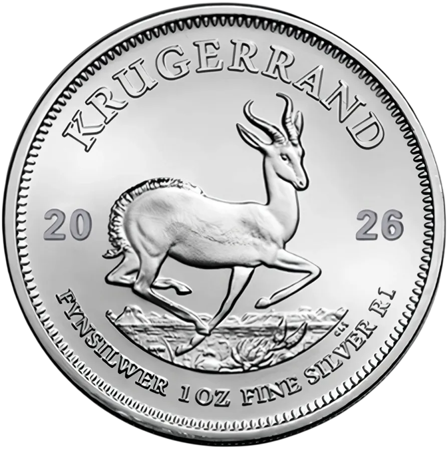 Монета "Крюгерранд", 2026 г., Серебро, 31,1 гр., проба 999, ЮЖНАЯ АФРИКА