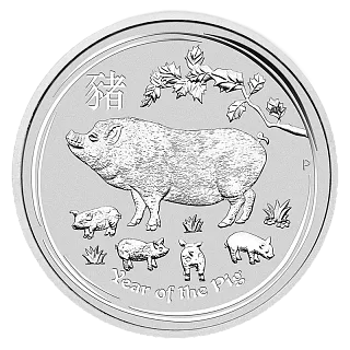 Монета "Год Свиньи", 2019 г., Серебро, 1 000 гр., проба 999.9, АВСТРАЛИЯ