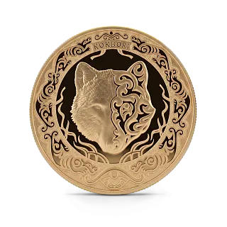 Монета "Небесный волк (proof)", 2024 г., Золото, 62,2 гр., проба 999.9, КАЗАХСТАН