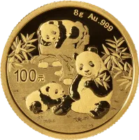 Монета «Панда», 2025 г., Золото, 8 гр., проба 999, КИТАЙ