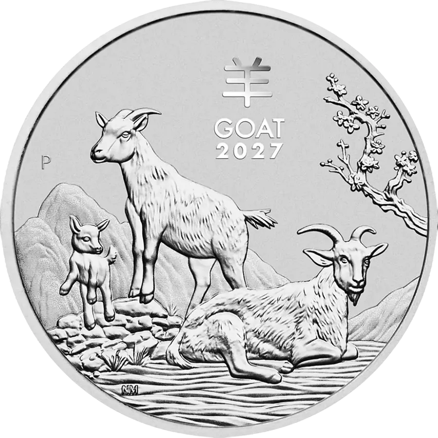 Монета Набор из 3-х монет "Год Козы (пруф), Лунный календарь III", 2027 г., 108,85 гр., проба 999.9, АВСТРАЛИЯ