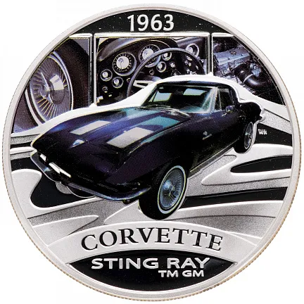 Монета "Corvette. Автомобильная классика", 2006 г., 31,1 гр., проба 999, ТУВАЛУ