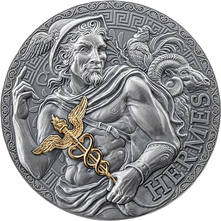 Монета «Гермес», 2024 г., Серебро, 93,3 гр., проба 999, КАМЕРУН