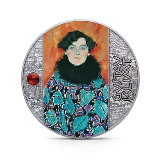 Монета "Портрет Иоганны Штауде. Густав Климт", 2024 г., Серебро, 17,5 гр., проба 999, КАМЕРУН