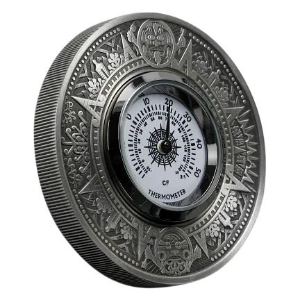 Монета "Термометр", 2018 г., Серебро, 62,2 гр., проба 999.9, ТУВАЛУ